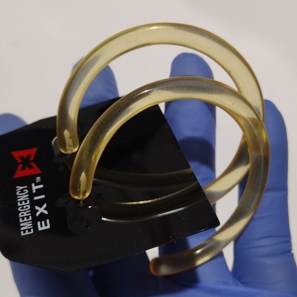 Chunky Yellow Half Hoop Big Earrings - Women's Fashion Jewelry - Picture 7 of 8